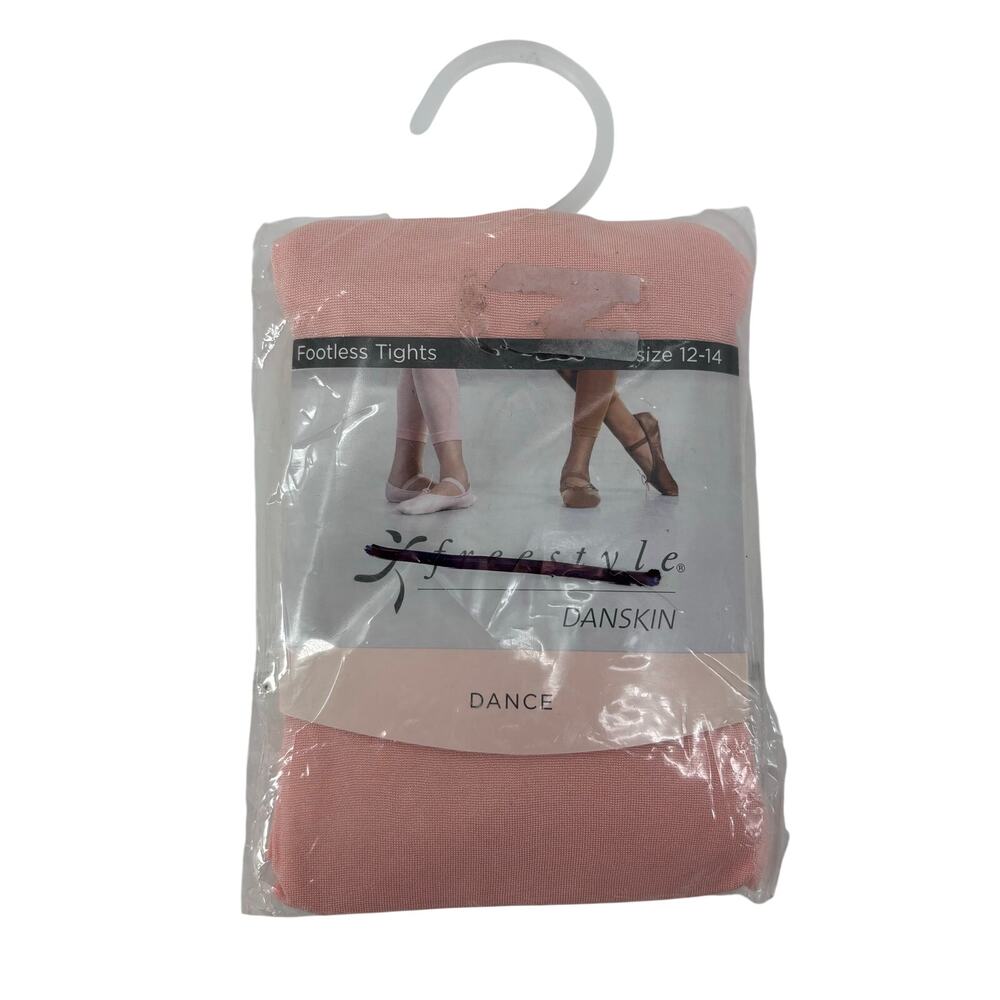 Freestyle Danskin Girls Sz 12-14 Pink Footless Tights Dance Ballet